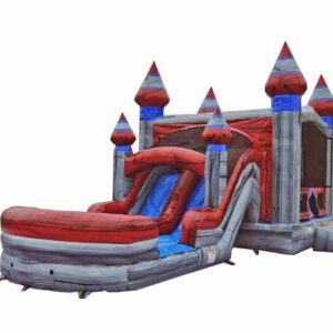 Titanium Bounce House with Double Lane Water Slide and basketball hoop