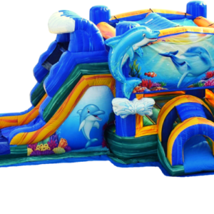 Dolphin Splash Bounce House with Wet Slide
