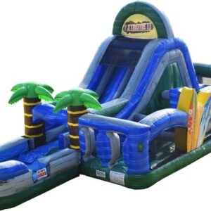 Blue Tropical Water Slide Obstacle Course